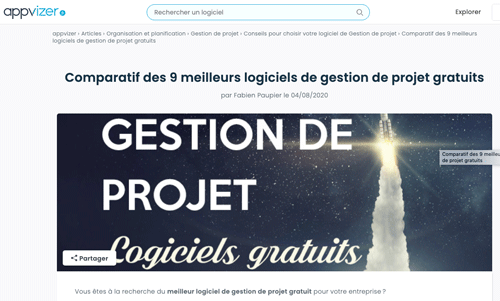 Le comparatif d'outils de gestion de projet d'AppVizer, avec Bubble Plan à l'honneur