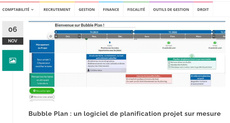 Article sur Bubble Plan d'un blog B2B spécialisé en contrôle de gestion