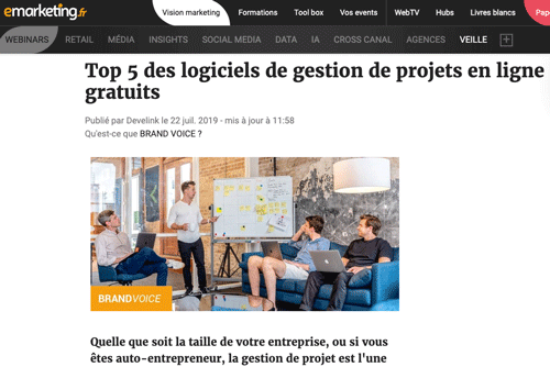 Le top 5 des logiciels de gestion de projet selon le magazine E-marketing